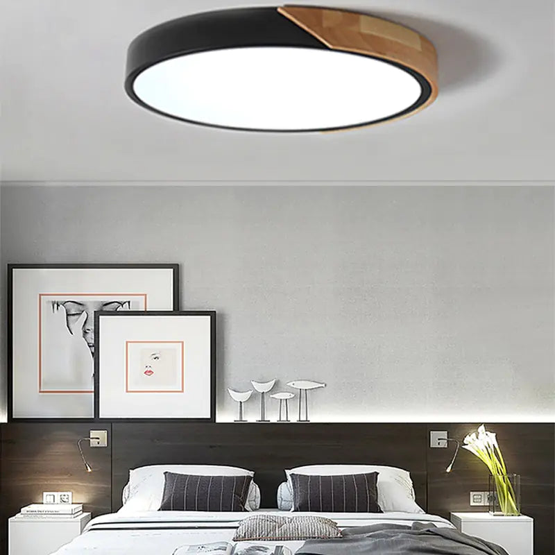 Modern Nordic LED Ceiling Light with Wooden Design