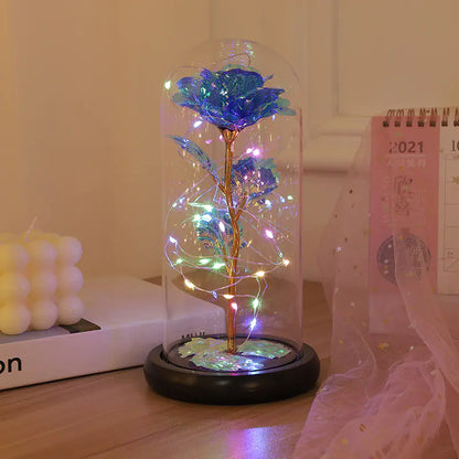Rainbow Rose Light in Dome - Gift for Women