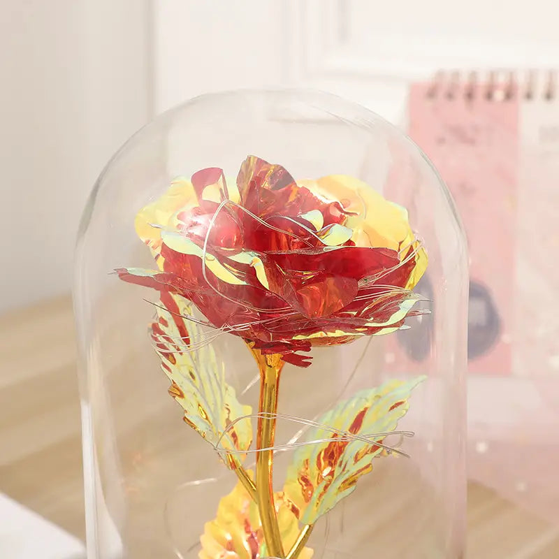 Rainbow Rose Light in Dome - Gift for Women