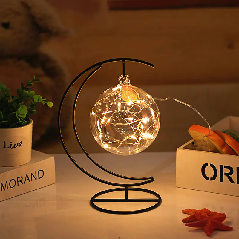 LED Wish Bottle with Glass Cork and Star Decor