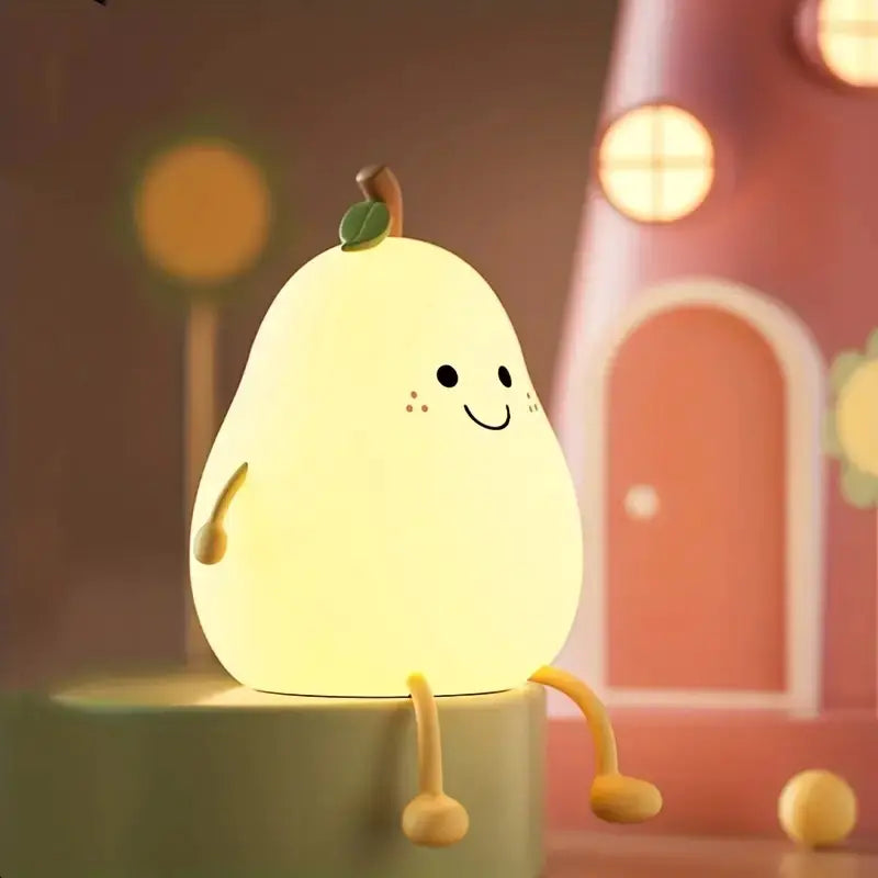 Cute Pear Shape Silicone Night Light with 7 Colors