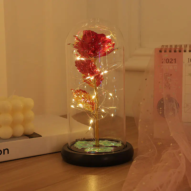 Rainbow Rose Light in Dome - Gift for Women