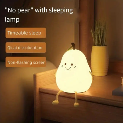 Cute Pear Shape Silicone Night Light with 7 Colors