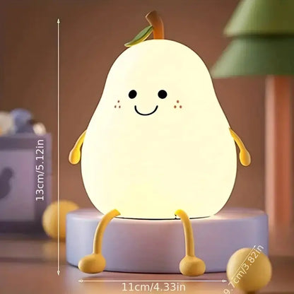 Cute Pear Shape Silicone Night Light with 7 Colors